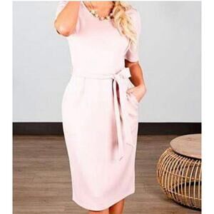 Sweet Salt Modest Clothing Posh Pencil Dress Pink Women's Midi Size Small
